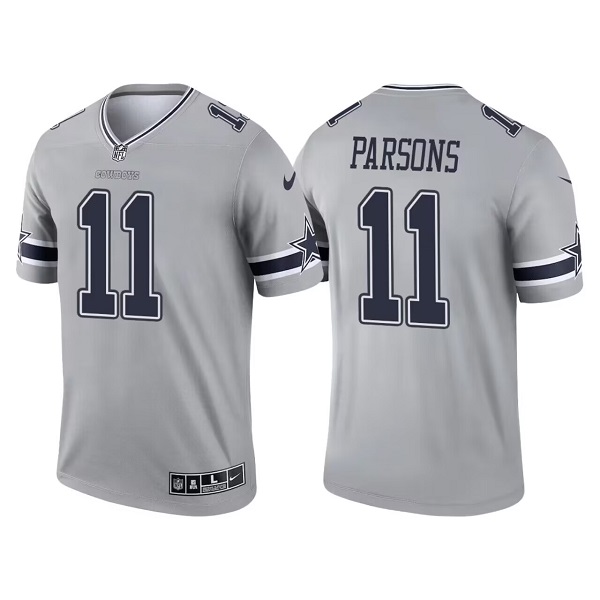 Men's Dallas Cowboys #11 Micah Parsons Gray 2021 Inverted Legend Stitched Game Jersey